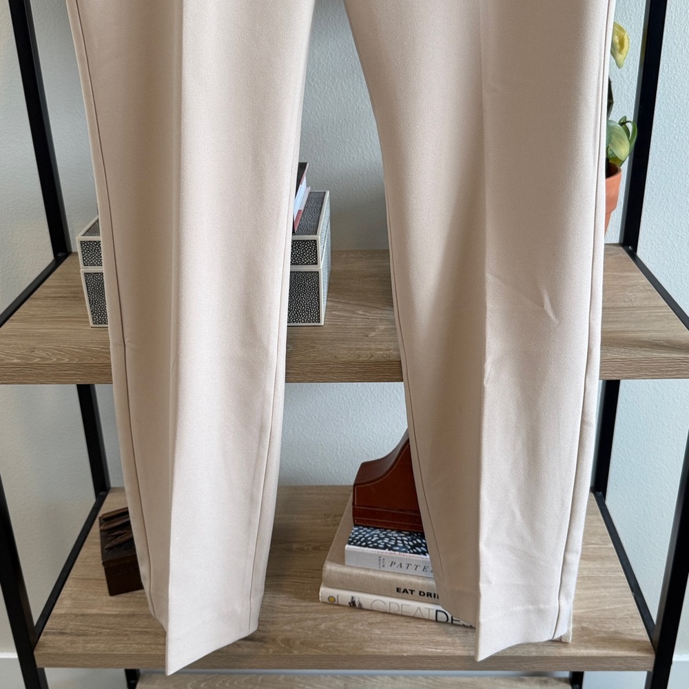NWT Express Editor Mid-Rise Boot Cut Beige Woven Career Dress Pant Trouser, 8 - Picture 3 of 10